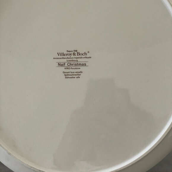 Villeroy & Boch Naif Christmas Round Handled Porcelain Cake Plate Platter 12.5" - Picture 10 of 10